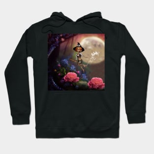 Cute little witch flying with a broom Hoodie